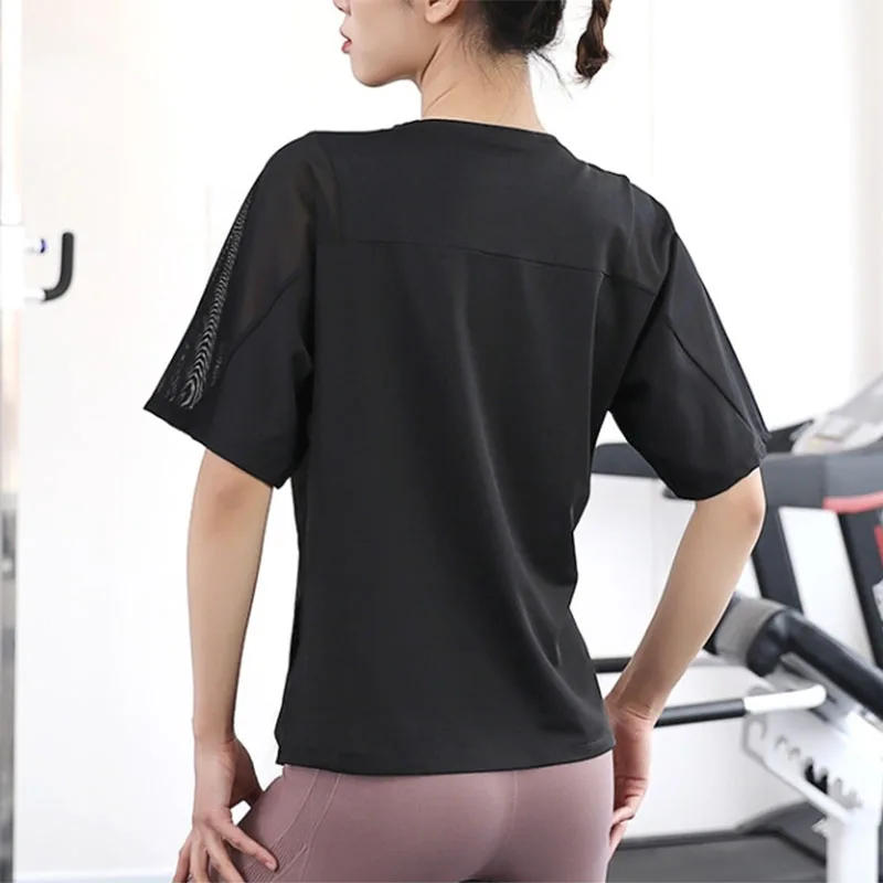 Description Picture 5 of itemWomen Yoga Top Solid Short Sleeve Sport T-Shirt Loose Fitness Yoga Top Gym Shirt Casual Running Top Training Shirt