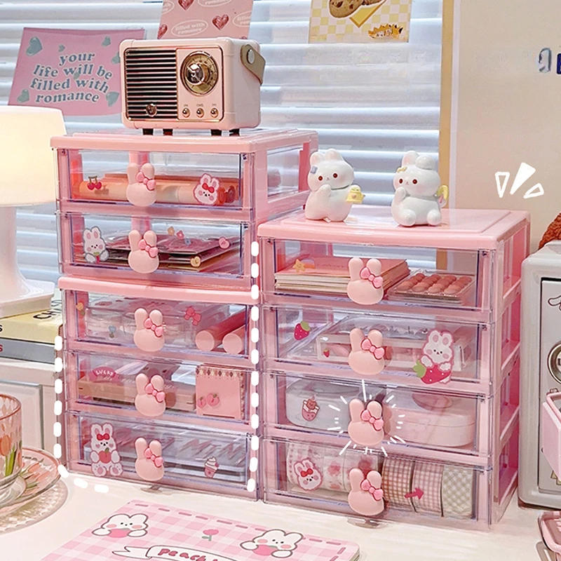 Description Picture 2 of itemDesktop Storage Box Organizer Student Drawer Box Pen Holder Cute Office Childrens Hair Accessories Stationery Rack Organizer Box