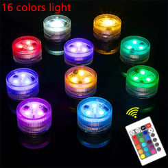 10 Lamps Underwater Light 16 Colors RGB IP68 Waterproof Swimming Pool Accessories Light Outdoor Submersible Lights for Pond Vase