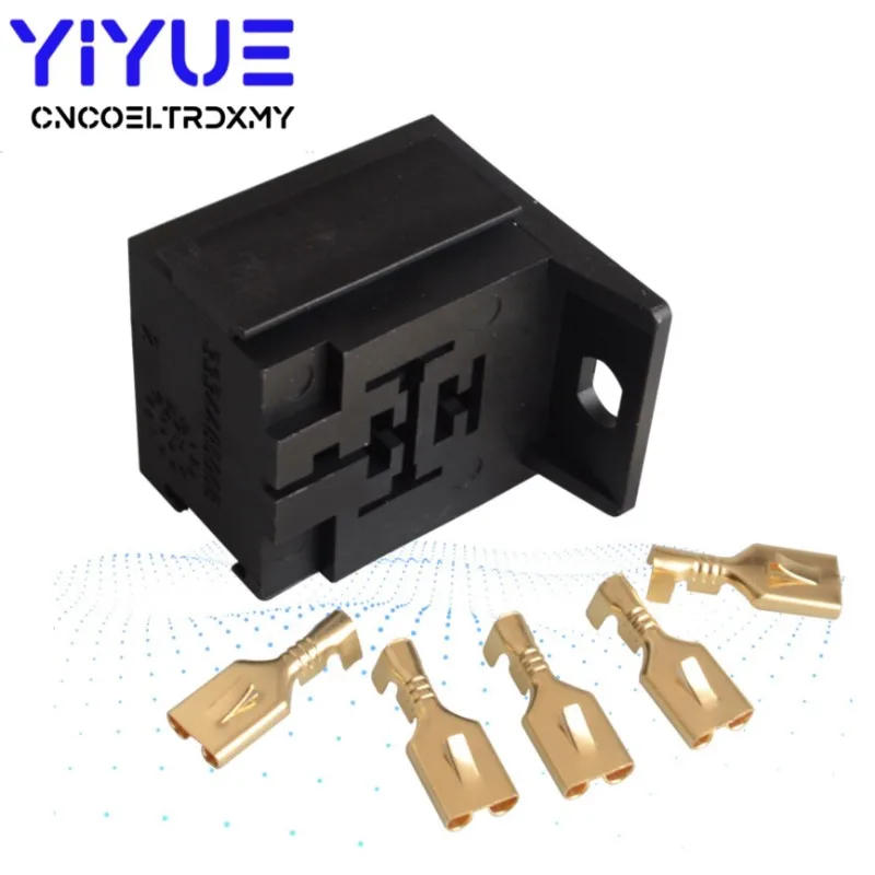 Description Picture 6 of item1Set Car Auto Vehicle 5 Pin Relay Socket Holder with 6.3mm Copper Terminal