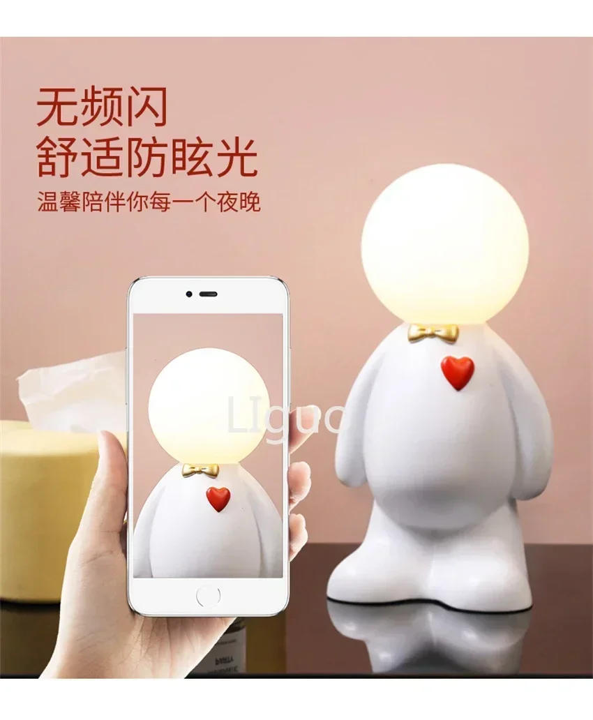 Description Picture 2 of itemNordic luxury cartoon white doll night lights bedroom bedside table decorative lamp desk wedding gift night lamps fixtures