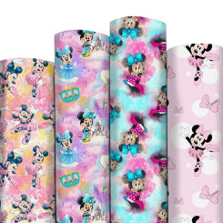 Disney Minnie Mouse Litchi Texture Faux Leather Sheets Disney Character Synthetic Leatherette Vinyl Fabric For DIY Accessories