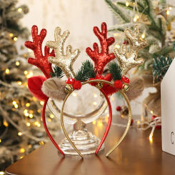 New Year Christmas Hair Pin Children Elk Horn Bell Sequin HeadbandSanta Claus Kids Christmas Headwear Girls Kid Hair Accessories