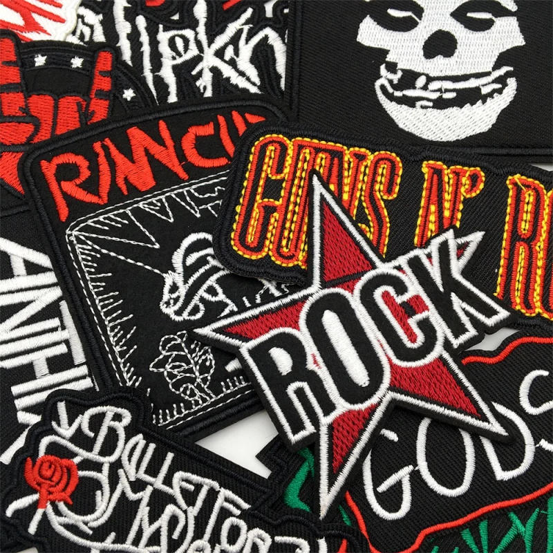 Description Picture 6 of item25pcs/lot Rock Band Patches for Clothing Embroidered Iron on Patches Music DIY Clothes Stripes Stickers Sewing Jacket