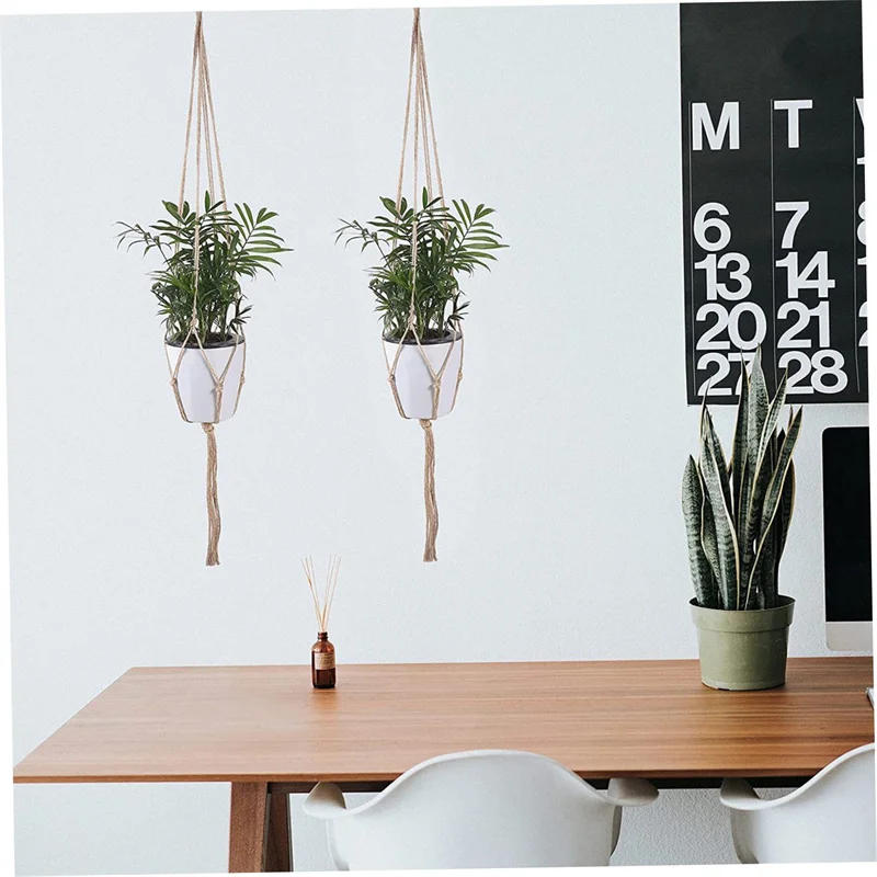 Description Picture 4 of item1/2/3pcs Flower Pot Hemp Rope Hanging Net Straw Macrame Plant Hanger Garden Holder Legs Hanging Rope Basket Balcony Decor