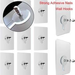 10/20Pcs Strong Adhesive Nails Wall Hooks Poster Screw Stickers Wall Hook Seamless Kitchen Bathroom Screw Hook Hanger Supplies