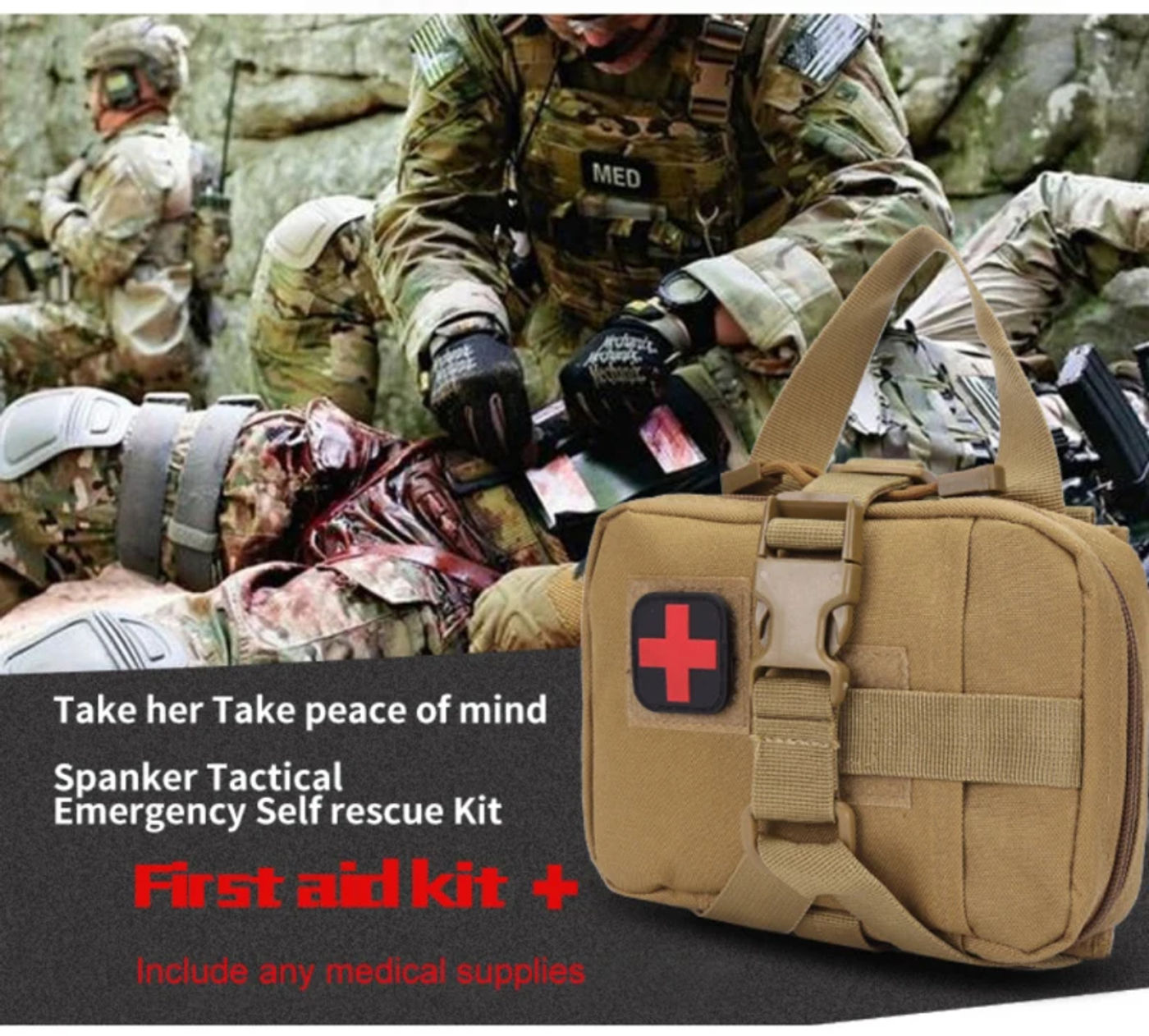 Description Picture 6 of itemCar Tactical EMT Pouch Rip Away Molle Medical Kit IFAK Tear-Away First Aid Kit Travel Outdoor Hiking Mergency Survival Bag