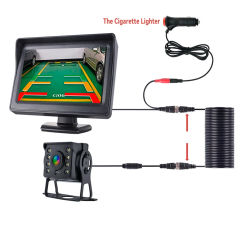 Car Rear View Camera Wide Degree  4.3" TFT LCD Display or Monitor Waterproof Night Vision Reversing Backup 2In1 Parking Revere