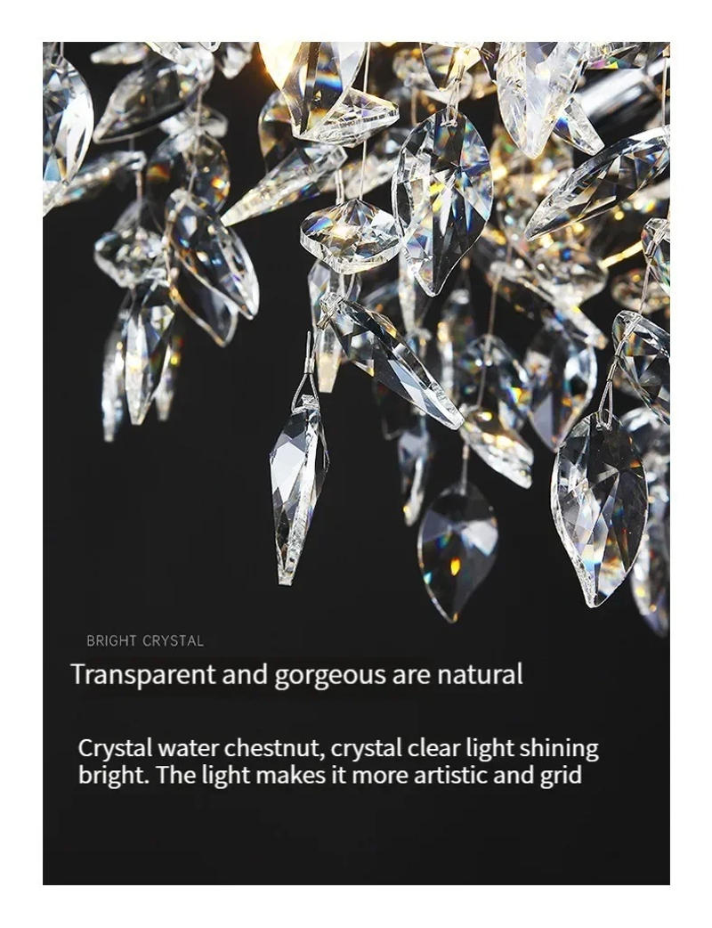 Description Picture 6 of itemItalian Designer Luxury Crystal Pendant Chandelier Chrome Gold Suspension Lamp Villa Living Dining Room Tree Branch LED Lighting