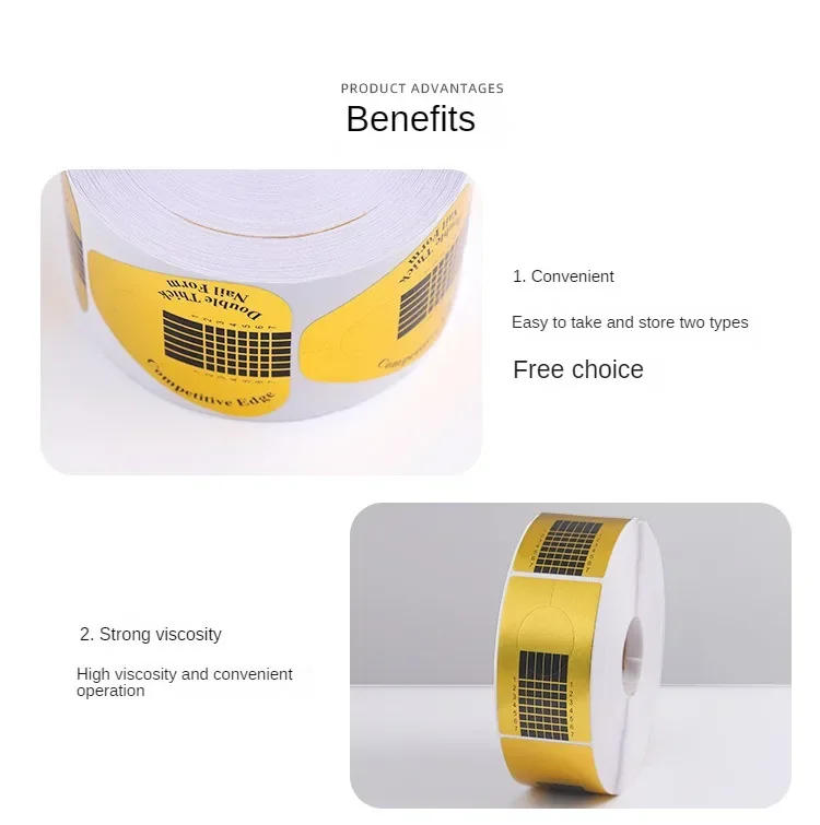 Description Picture 5 of item100/500Pc French Nail Form Tips Acrylic UV Gel Extension Curl Form Nail Gel Sticker Art Guide Mold Manicure Stencil Acrylic Tool