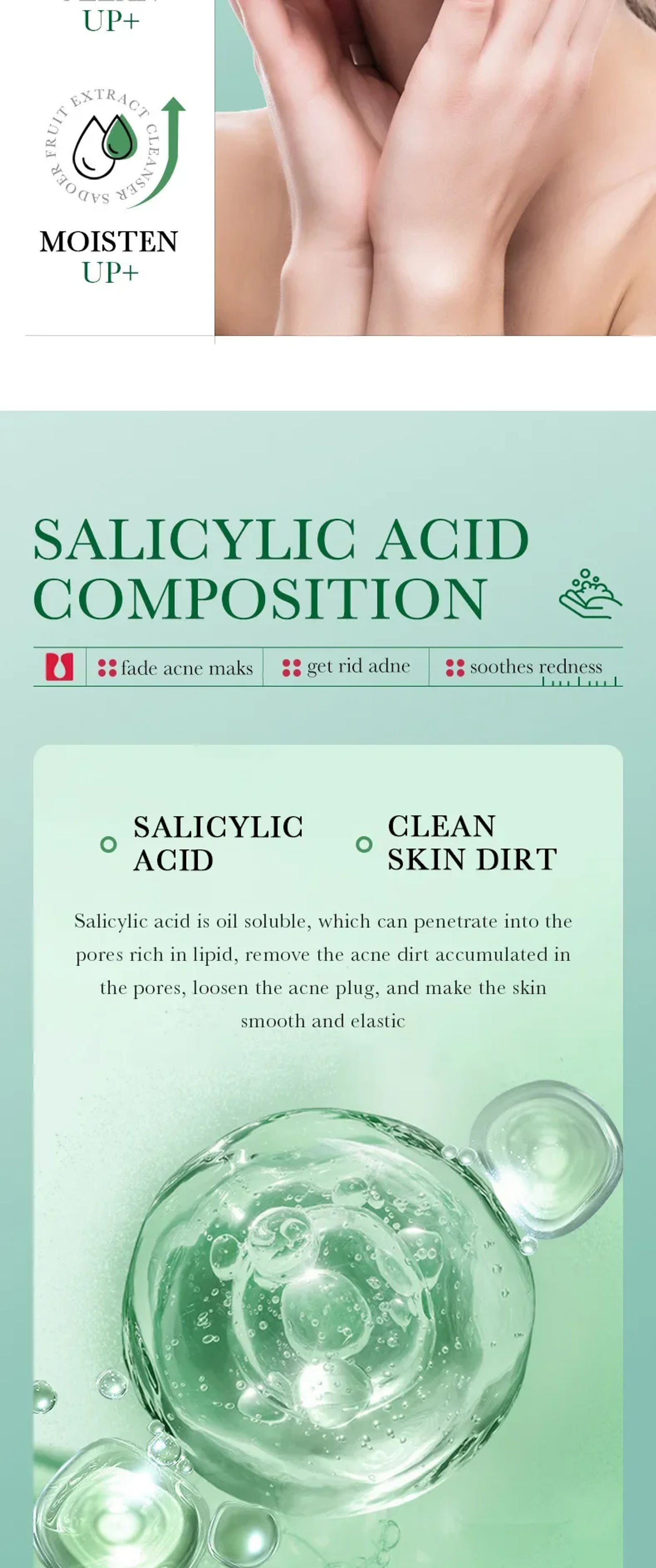 Description Picture 5 of itemBIOAQUA Salicylic Acid Facial Cleanser Acne Treatment Moisturizing Oil Control skincare Face Wash Foam Face Cleanser Skin Care