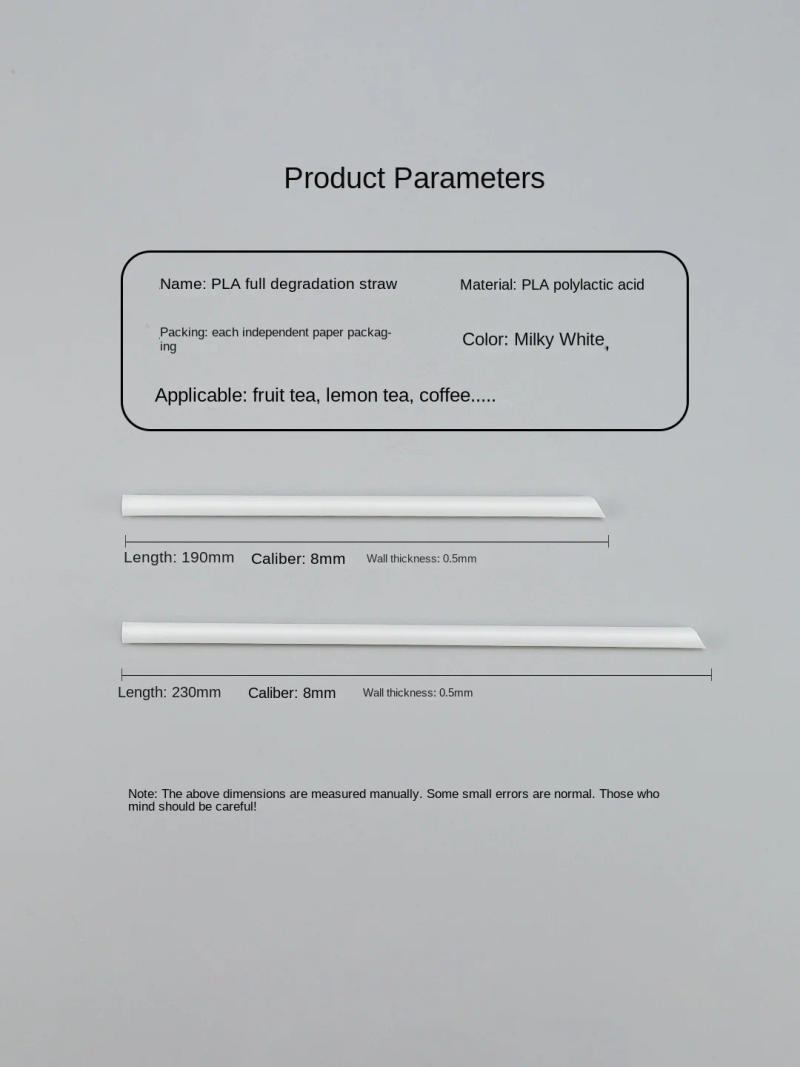 Description Picture 3 of item8mm caliber PLA biodegradable straw disposable environmentally friendly milk tea coffee high temperature resistant hot drink