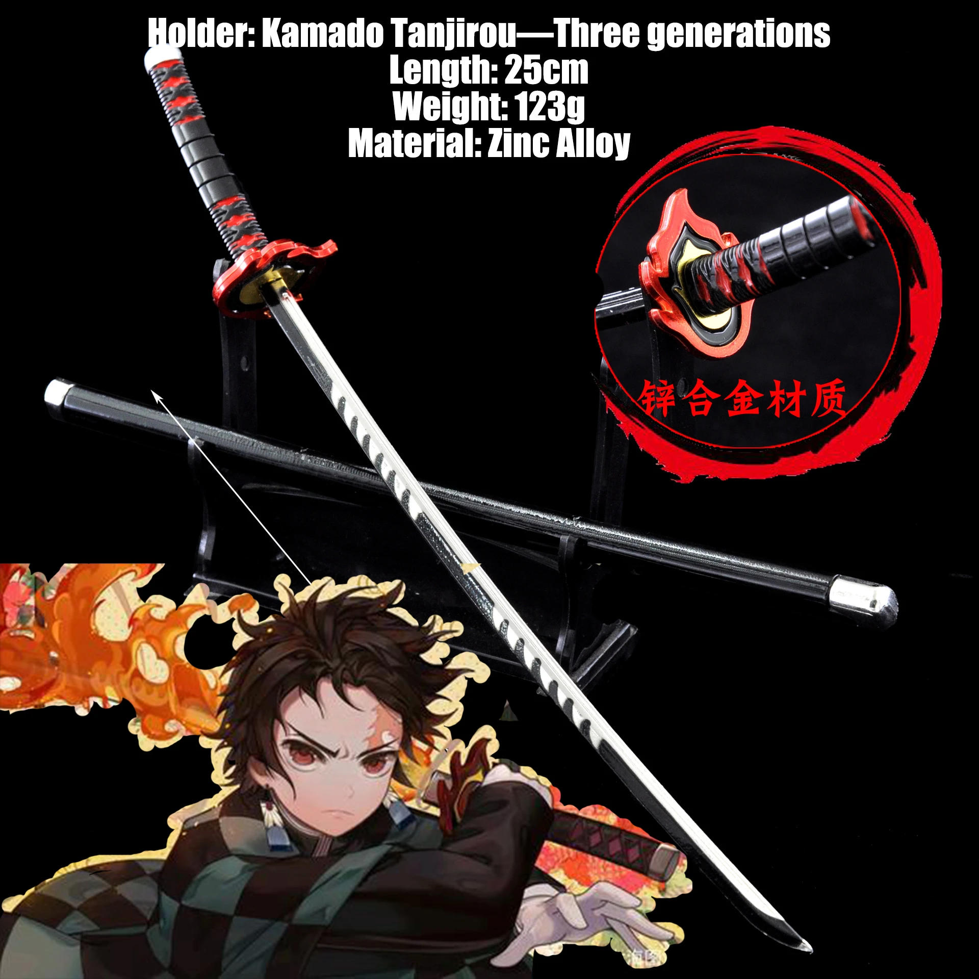 Description Picture 4 of itemKatana Demon Slayer Sword Metal Simulation Katana Kimetsu No Yaiba Anime Manga Toys Real Katana Swords Sword Bedroom Decor