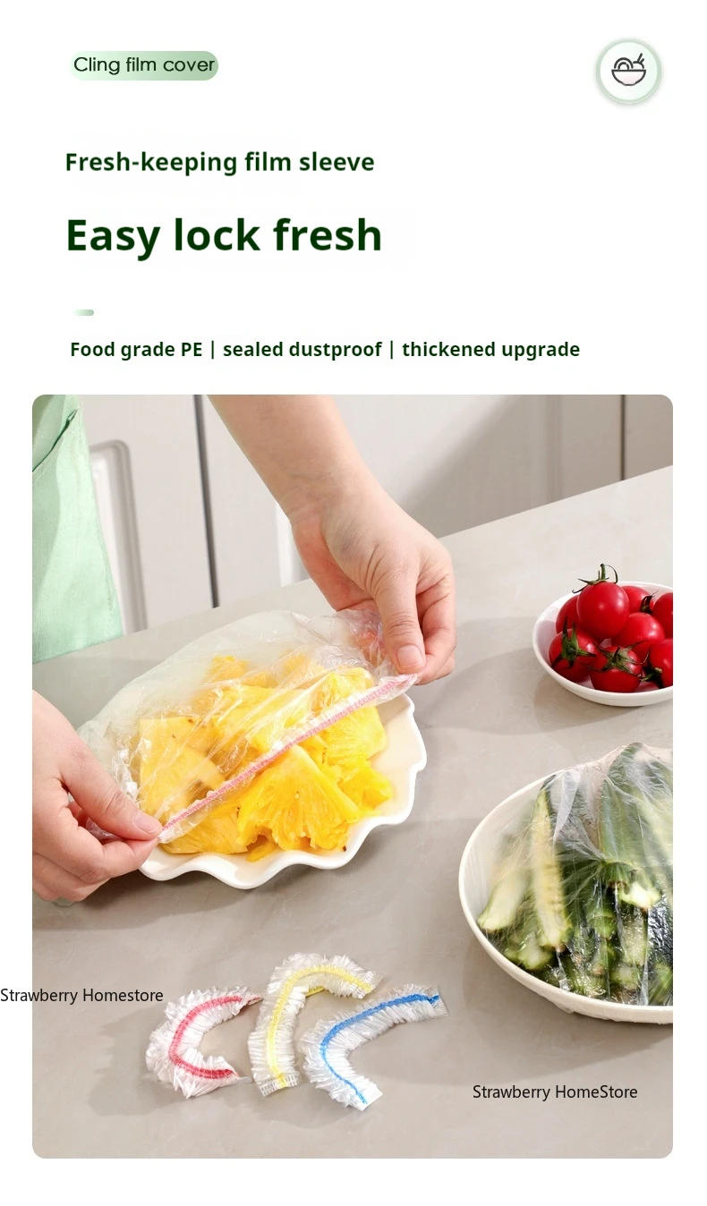 Description Picture 3 of itemDisposable Food Cover Colorful Elastic Wrap Food Covers Fresh-keeping Lid Storage Bags Fruit Plastic Fresh-Keeping Seal