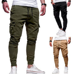Women Spring Streetwear Casual Pants Male Black Slim Joggers Pants Side-pockets Brand Cargo Men Trousers