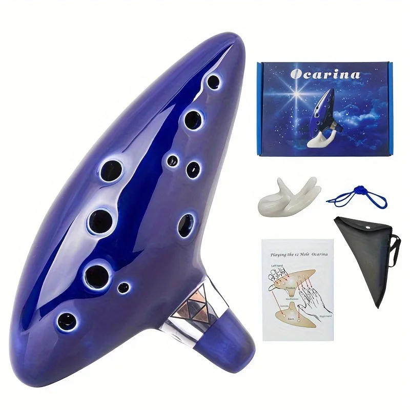 Description Picture 3 of item12-Hole Ceramic Flute in C Key with Color Box, Protective Pouch, Stand, and English Instruction Manual