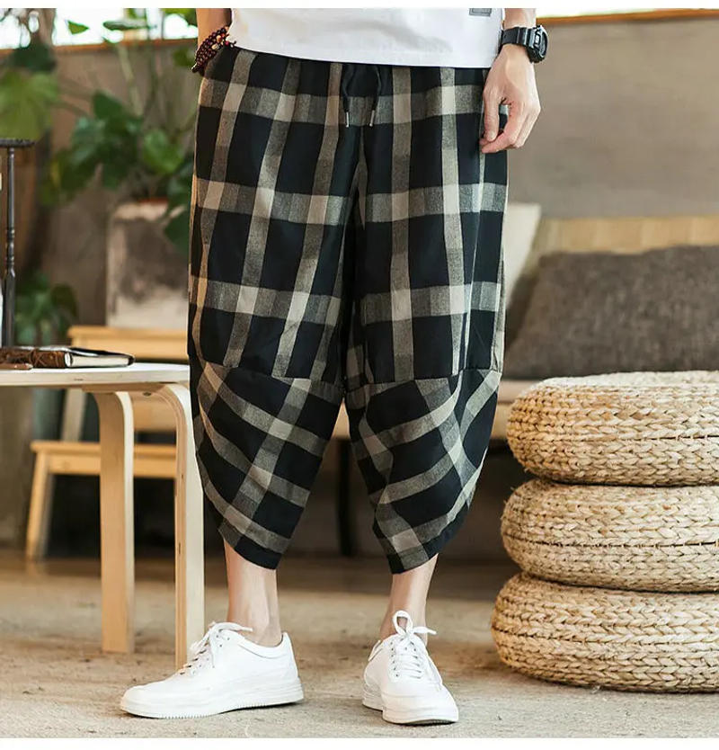 Description Picture 2 of itemSummer Men Cross Pants Men Summer Loose Jogger Harlan Pants Cotton Casual Calf-Length Pants Male New Streetwear