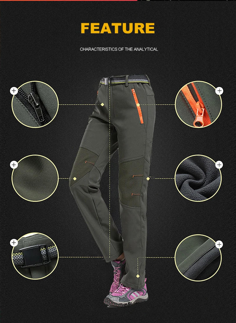 Description Picture 6 of itemLNGXO Thermal Pants Women Winter Waterproof Windproof Fleece Work Pants Hiking Trekking Camping Climbing Mountaineering Trousers