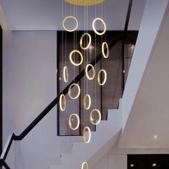 Circular Pendant Lamp Hanging ceiling Lamp Living Room Indoor Lighting Modern Pendant Circular Nordic Led Staircase Chandelier
