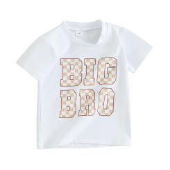 Toddler Boys T-Shirts Checkerboard Letter Print Crew Neck Short Sleeve Shirts Summer Casual Fashion Kids Tops