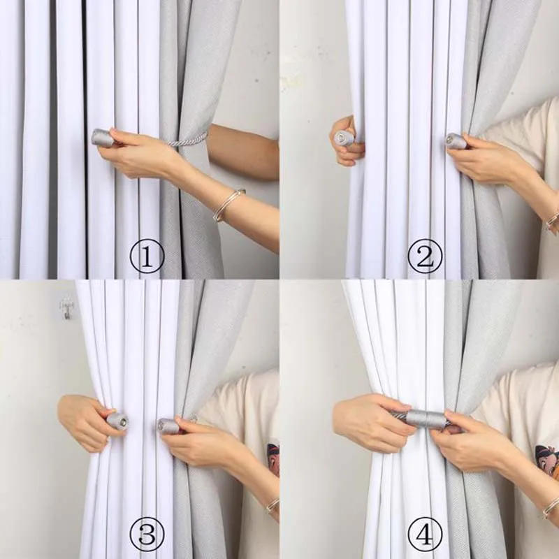 Description Picture 5 of itemFenghuangwu 1 PC Curtain Tiebacks with Strong Magnetic Decorative Drapes Weave Holdbacks Tie Backs Window Drape Accessories
