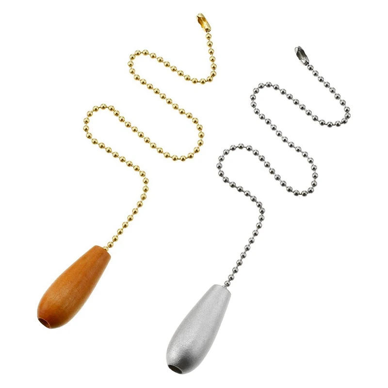 Description Picture 5 of item4 Pieces Ceiling Fan Chain Pulls Wooden Pull Chain Extension Pull Chain For Ceiling Light Lamp Fan Chain (Silver And Wood Color)