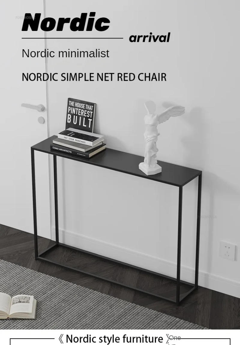 Description Picture 5 of itemNordic Iron Console Table Floor-standing Wall-mounted Desk Sofa Simple Rear Storage Rack Minimalist Console Tables for Hallway