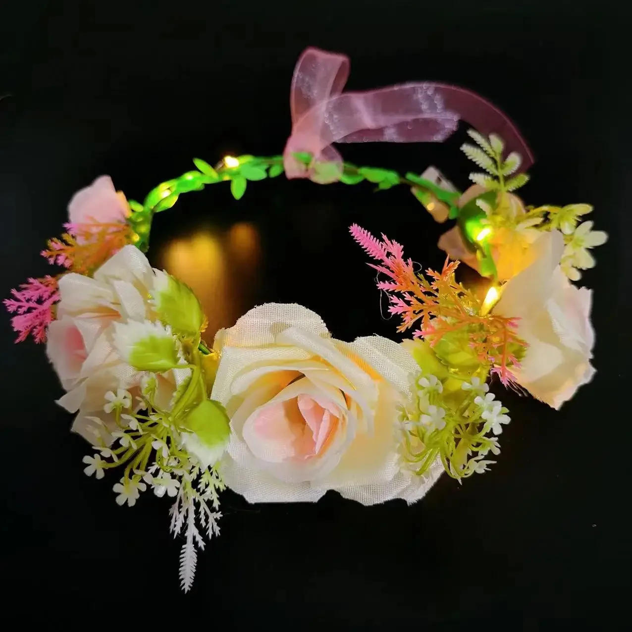 Description Picture 5 of itemLight Up Flower Crown Headband s  Glow Party Favors for Brides Bridesmaids Women Girls Wedding Festival