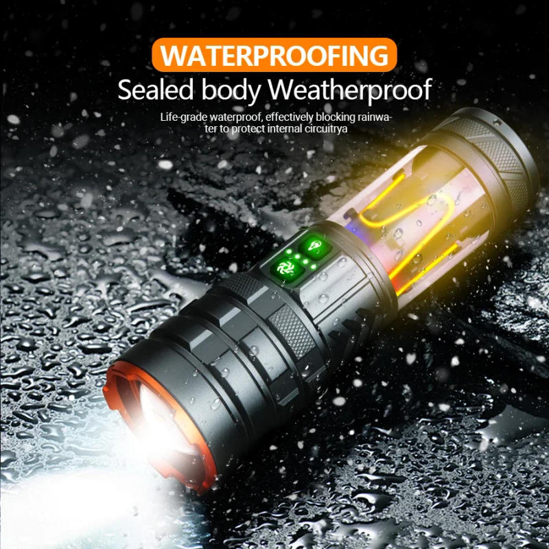 Description Picture 6 of itemBALDR 50W LED Ultra Bright Flashlight Rechargeable Dual Light Tactical Zoom Torch Outdoor Waterproof Emergency Camping Lantern