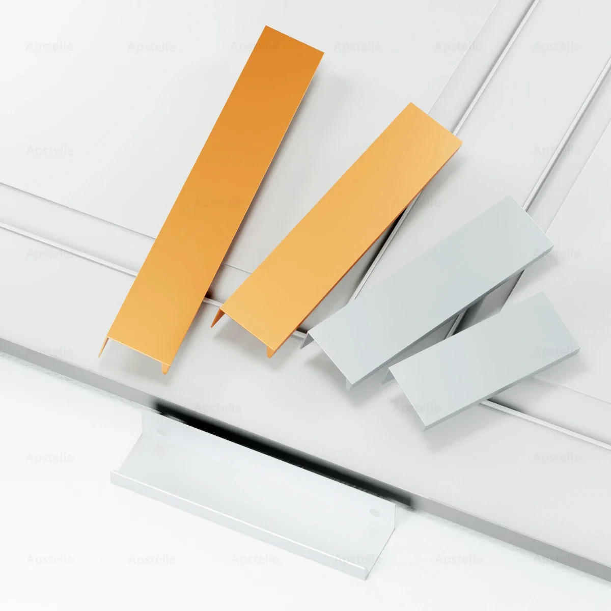 Description Picture 2 of item64-800mm Silver Black Hidden Cabinet Handles Zinc Alloy Kitchen Cupboard Pulls Drawer Knobs Furniture Door Handle Hardware