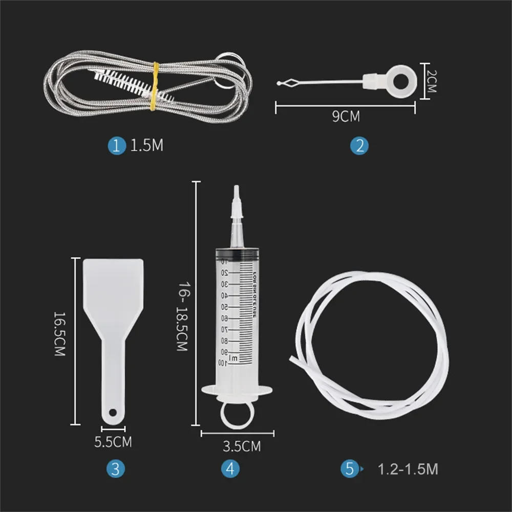 Description Picture 2 of itemClean Brush Kit for Refrigerator Drain Wash Brush Suction Syringe 1.5M Hose Fridge Drain Hole Cleaner Stick Dredge Tool