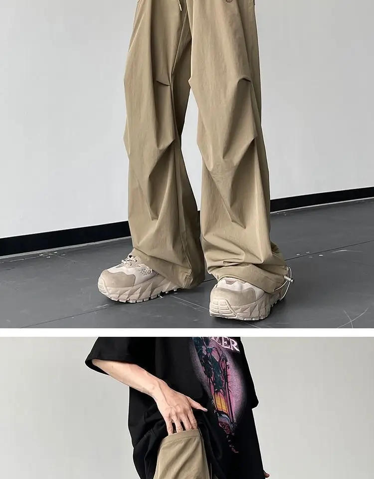 Description Picture 4 of itemQuick-drying Cargo Parachute Pants Men Summer Thin American Hiphop Streetwear Loose Straight Mopping Pants Overalls Men's