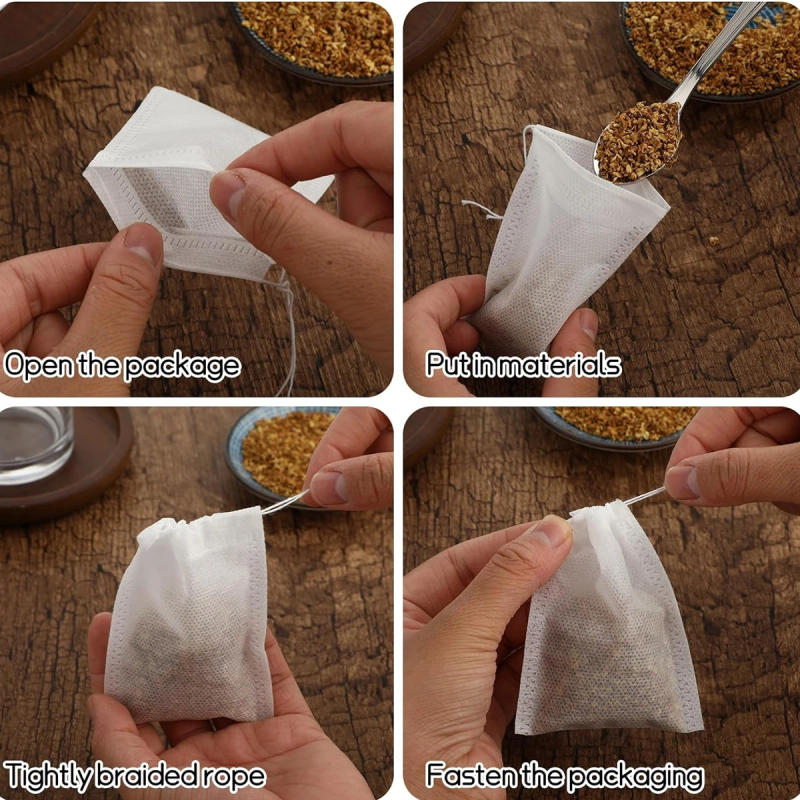 Description Picture 4 of itemUnbleached Disposable Tea Bags Filter Bags for Tea Infuser Filter Paper Herb Loose Tea Empty Teabags Teaware Drinkware