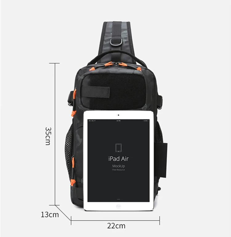 Description Picture 3 of itemNew Fishing Tackle Backpack Lure Box Gear Storage Bag Fanny Pack for Men Fly Fishing Backpack with Rod Holder Sling Shoulder Bag