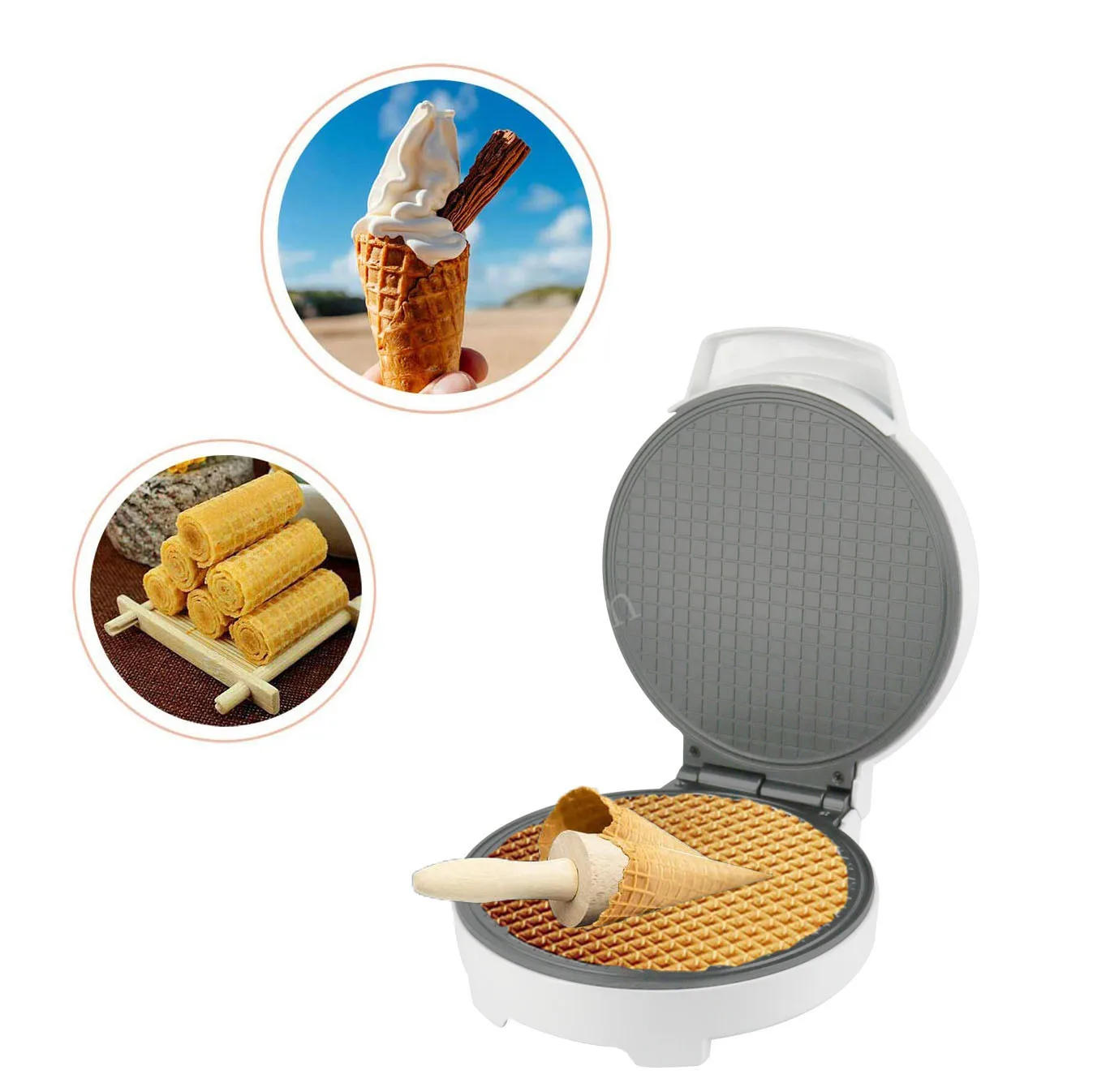 Description Picture 2 of itemHousehold Breakfast Egg Roll Machine Electric Baking Pan Baking Machine Waffle Cone Maker Homemade Ice Cream Cone Machine