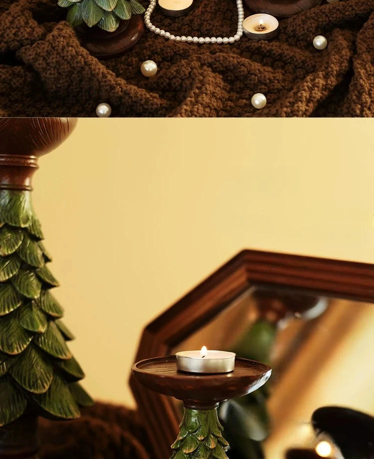 Description Picture 3 of itemVintage Christmas Tree Candle Holder Resin Xmas Candlestick for Home Living Room Table New Year Party Decoration