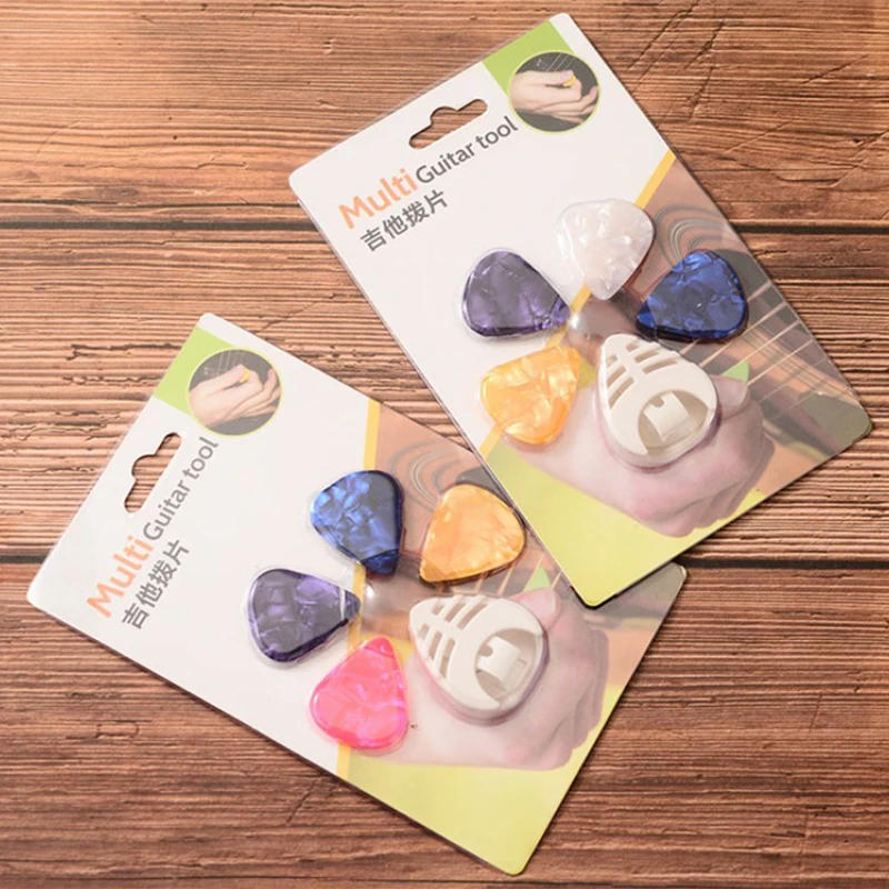 Description Picture 4 of item4Pcs Guitar Picks & Guitar Pick Holder Set For Acoustic Guitar Electric Guitar Bass Ukulele Stick-on Holder Random Color