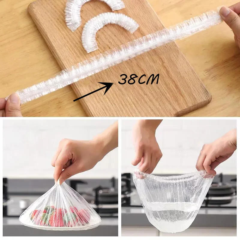 Description Picture 2 of itemDisposable Food Cover Plastic Wrap Fruit Food Cover Bags Elastic Plastic Wrap Cover Food Grade Storage Bag Kitchen Organizer