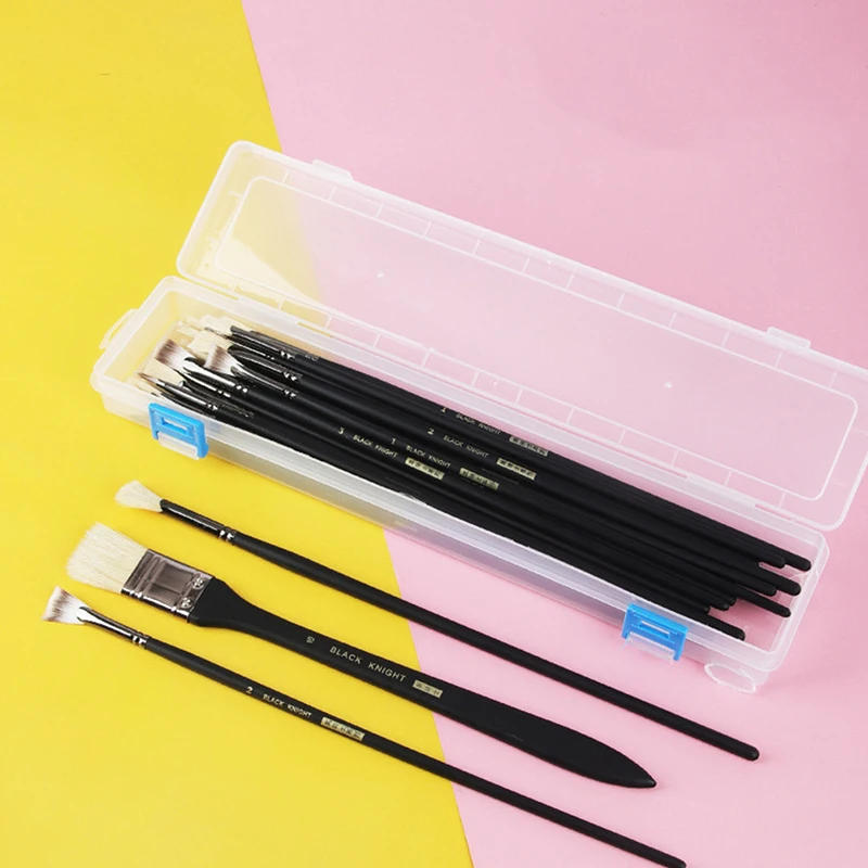 Description Picture 6 of itemTransparent Brush Painting Pencils Storage Box Watercolor Pen Container Drawing Tools Bin Plastic Organizer Case