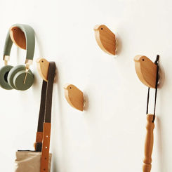 New Wood Bird Hook Walnut Hanging Hanger Bathroom Wall Hook Kitchen Door Clothes Storage Rack For Home Towel Key Decoration Hook