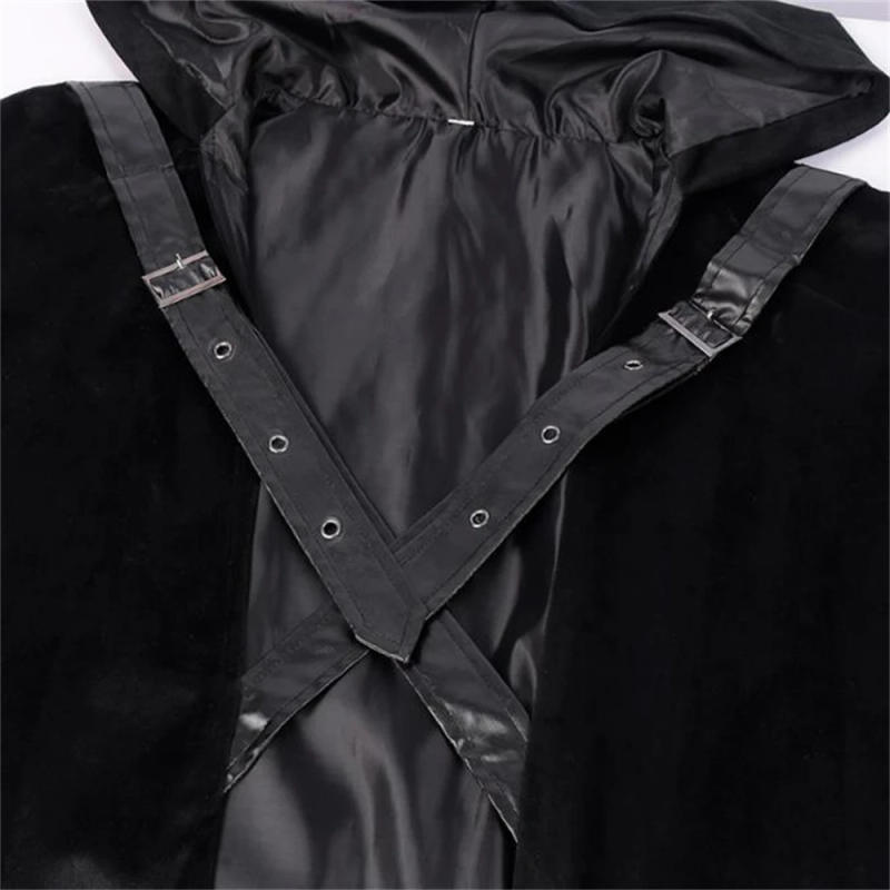 Description Picture 4 of itemMedieval Knights Halloween Cloak Maxi Hooded Cape Velvet Costume Larp Pirate Leather  Armor Men Warrior Viking Robe For Adult