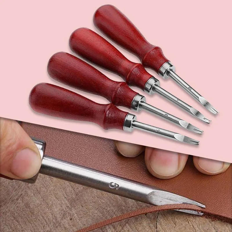 Description Picture 4 of item1pc 1.0/1.2/1.4/1.6mm Leather Edge Beveler Skiving Beveling Knife Cutting Hand Craft Tool with Wood Handle DIY Tools