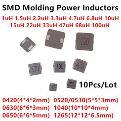 10pcs SMD Molding Power Inductors 0420 0520 0530 0630 0650 1uH 1.5uH 2.2uH 3.3uH 4.7uH  6.8uH 10uH 15uH 22uH 33uH 47uH Inductor
