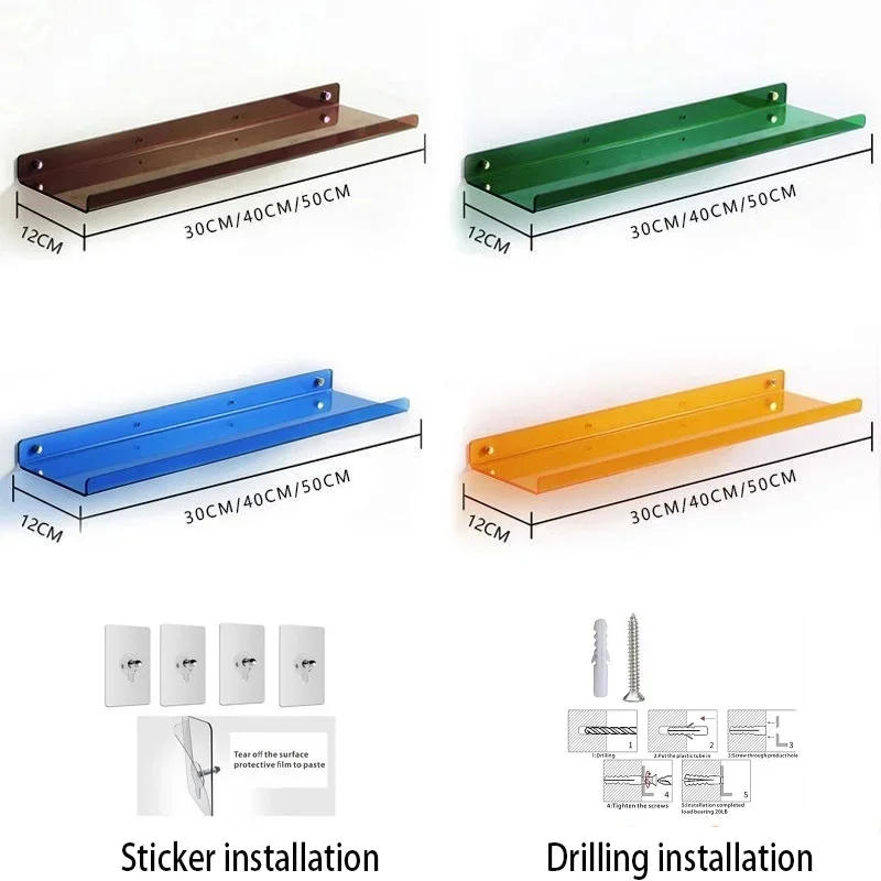 Description Picture 2 of itemAcrylic Shelf for Wall Storage,Floating Bookshelves,Display Shelf Organizer for Bathroom,Bedroom,Living Room,Kitchen,Room Decor