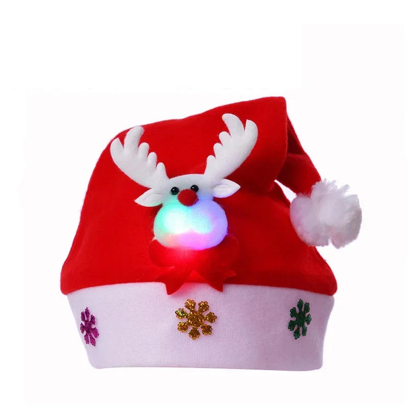 Description Picture 4 of itemChristmas Hats LED Light Up Cap Santa Claus Hat Snowman Elk Xmas Hat for Adult Kids New Year Festive Holiday Party Supplies