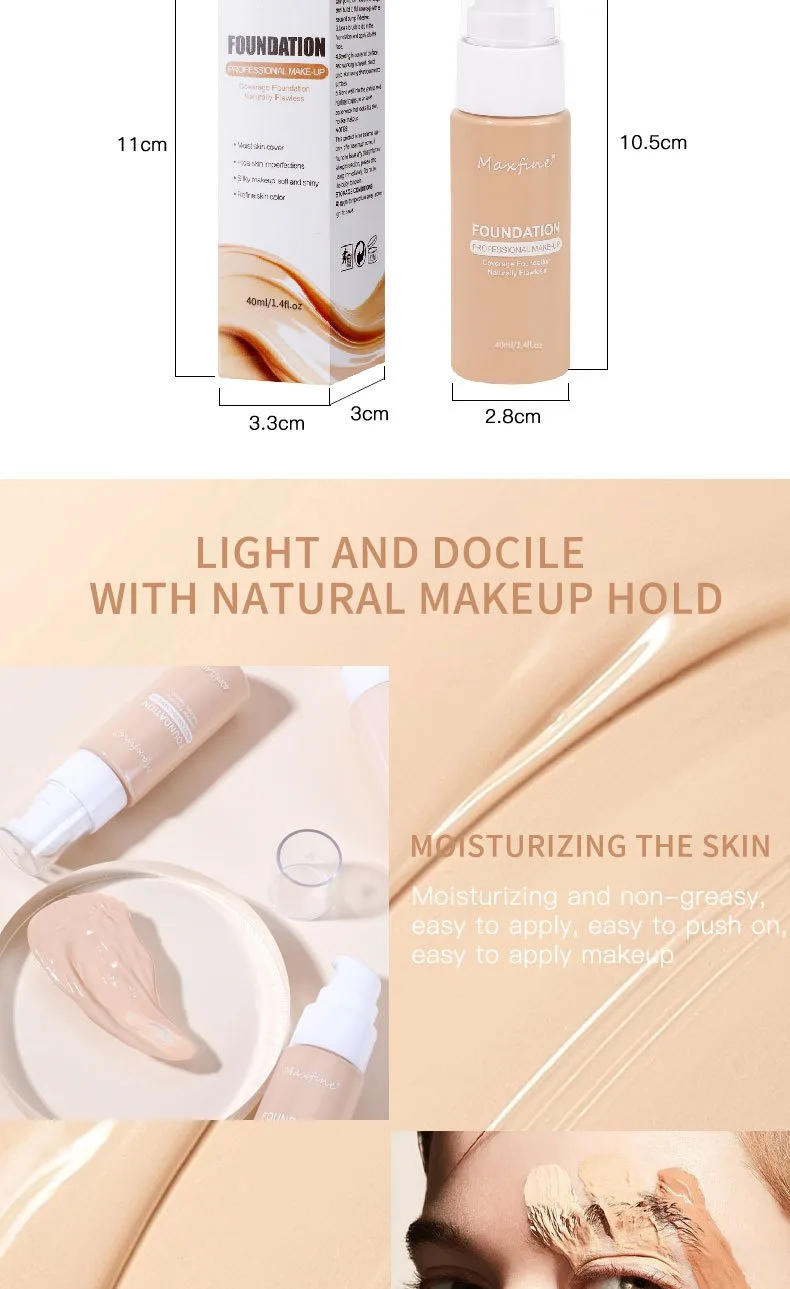 Description Picture 3 of item30ml Matte Liquid Foundation Effective Concealer Waterproof Makeup Primer Oil Control BB Cream Full Coverage Dark/Light Skin