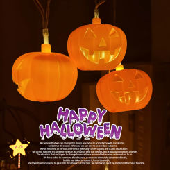 Halloween Pumpkin Fairy String Lights Battery Operated Indoor and Outdoor Horror Decoration for Fall Bedroom Fireplace Party
