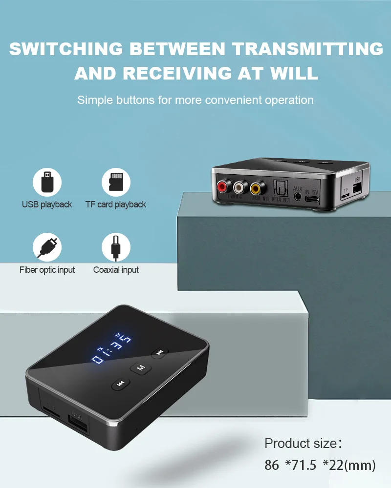 Description Picture 4 of itemBluetooth 5.4 Receiver Transmitter AUX 3.5mm Jack RCA Optical Coaxial Handsfree Call Wireless Audio Adapter For TV Car Speaker