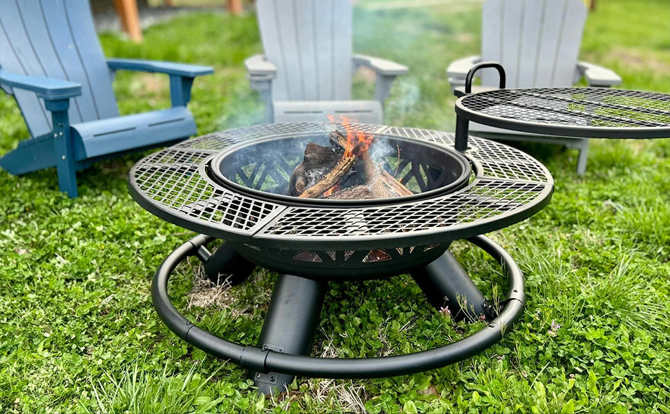 Description Picture 4 of itemRed Mountain Valley 47" Fire Pit with Adjustable Grill, Outdoor Fireplaces, Large Wood Burning Patio Fire Pits for Outside,Black