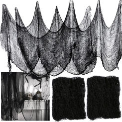 2/4m Horror Halloween Decoration Black Gauze Artificial Spider Web For Haunted House Halloween Party Home Decor Scary Scene Prop